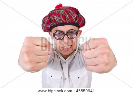 Lustige Scotsman isolated on the white