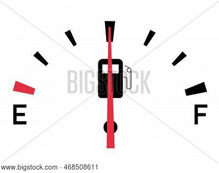 Fuel Dashboard Gauge Sign, Fuel Indicator In Half Vector