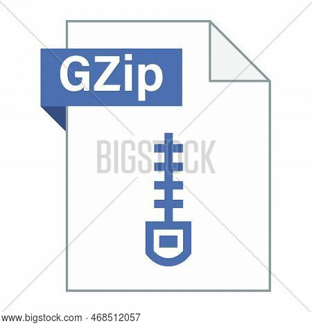 Modern Flat Design Of Gzip Archive File Icon For Web. Simple Style