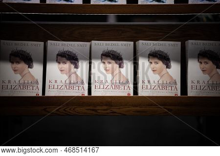 Belgrade, Serbia - September 25, 2022: Selective Blur On A Queen Elizabeth Ii Biography By Sally Bed
