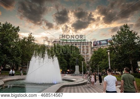 Belgrade, Serbia - June 14, 2022: Dom Sindikata Building, On Trg Nikole Pasica Square. This Union Ha