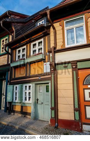 Wernigerode, Saxony-anhalt, Germany, 29 October 2022:  Kleinstes Haus Or Smallest House, Historic Ol