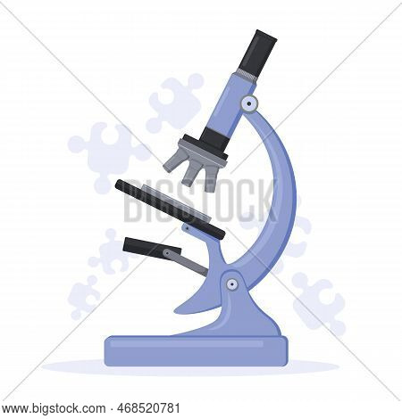 Microscope Isolated On White Background In Flat Style