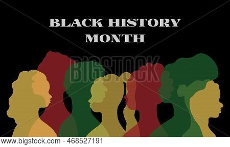 Black History Month. February Celebration. Freedom Month Banner. Silhouettes Of African American Per