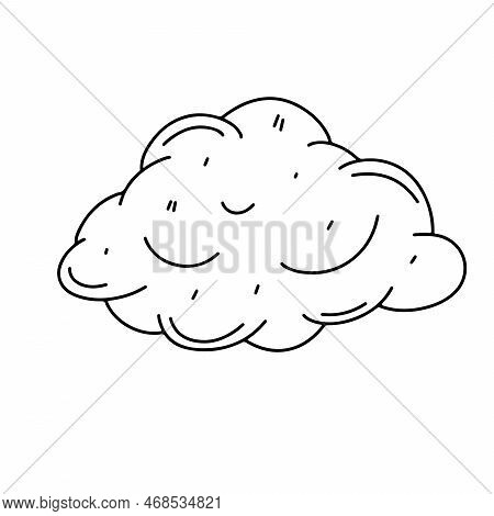 Cloud In Hand Draw Doodle Style. Isolated On A White Background. Vector Stock Illustration