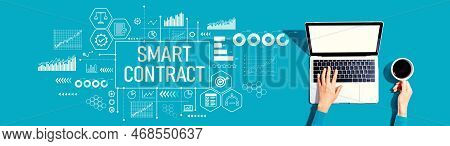 Smart Contract Theme With Person Using A Laptop Computer