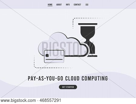 Pay-as-you-go Cloud Computing Payment Vector Icon. Payg Cloud Services Purchase. Flat Design Vector 
