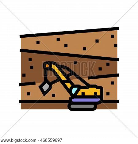 Open Pit Mine Steel Production Color Icon Vector. Open Pit Mine Steel Production Sign. Isolated Symb