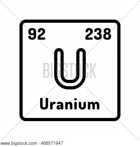 Uranium Chemical Element Line Icon Vector. Uranium Chemical Element Sign. Isolated Contour Symbol Bl