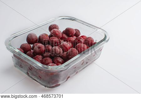 Appetzing Cherries Frozen In A Glass Plate