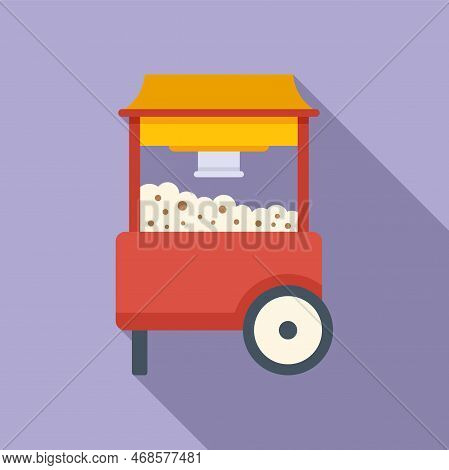Popcorn Stand Icon Flat Vector. Seller Food. Maker Candy