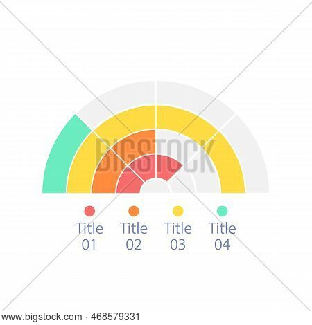 Half Moon Infographic Chart Design Template With Four Rings. Semi Circular Diagram. Editable Arch In