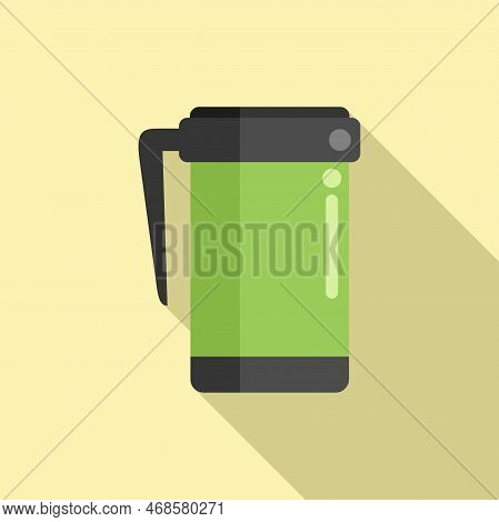 Coffee Thermo Cup Icon Flat Vector. Reusable Mug. Water Tea