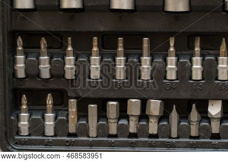 A Set Of Torx Tools, Socket Wrenches, Screwdrivers And Other Tools. A Tool For Car Repair. Selective
