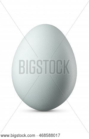 One Blue Chicken Egg Isolated On White Background With Clipping Path.