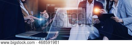 Analyst Working With Computer In Business Analytics And Data Management System To Make Report With K