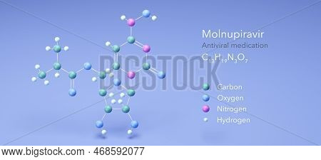 Molecule Molnupiravir, Molecular Structures, Antiviral Medication 3d Model, Structural Chemical Form
