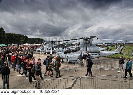Ostrava, Czechia - September 17, 2022: Visitors Admire Helicopters Of United States Marine Corps Pre