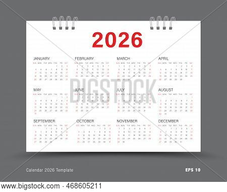 Calendar 2026 Template Vector, Set Of 12 Calendar In 2026, Wall Calendar 2026 Year, Business Templat