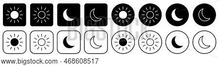 Set Of Day Night Switchs. Sun And Moon Icons. Vector Illustration