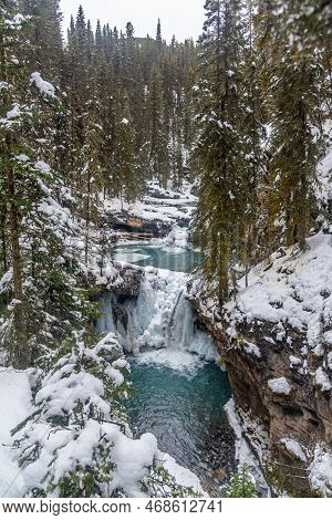 Path To Johnston Waterfall In Banff Park, Alberta, Canada