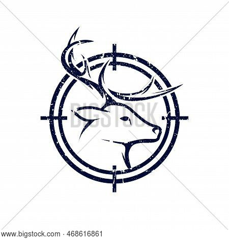 Hunter Logo Design. Deer Hunter Illustration Logo Vector