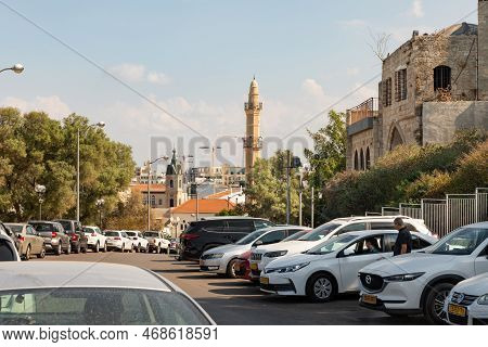 Tel Aviv-yafo, Israel, November 01, 2022 : Minaret Of The Mahmoudiya Mosque In The Old City Of Jaffa