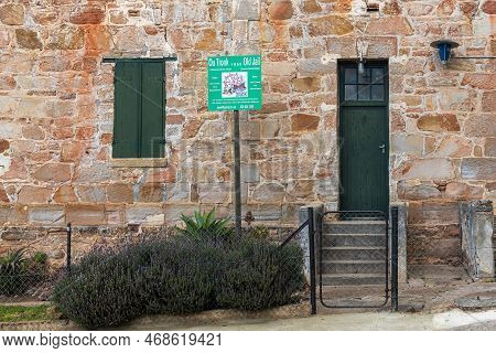 Bredasdorp, South Africa - Sep 23, 2022: Entrance Of The Historic Old Jail, In Bredasdorp In The Wes