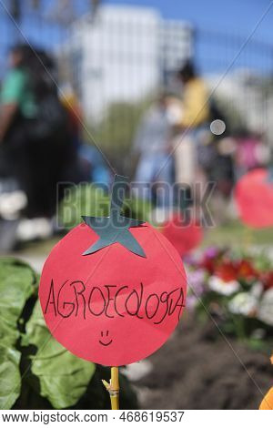 Buenos Aires, Argentina, Sept 21, 2021: Detail Of A Protest Of Utt, Land Workers Union, Demanding Th