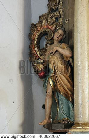 Karlovac, Croatia - July 06, 2012: Angel, Statue On The Main Altar In The Parish Church Of The Holy 