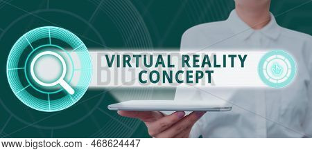 Text Showing Inspiration Virtual Reality Concept. Business Showcase 3d Futuristic Artificial Environ