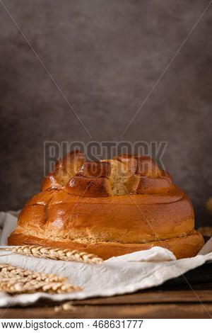 Fogaça On Kitchen Countertop Traditional Cake From Santa Maria Da Feira, Aveiro, Portugal.