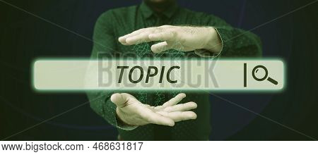 Handwriting Text Topic. Business Overview Matter Dealt With In Text Discourse Or Conversation Subjec