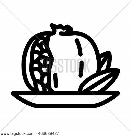 Pomegranate Whole Grain Leaf Line Icon Vector. Pomegranate Whole Grain Leaf Sign. Isolated Contour S