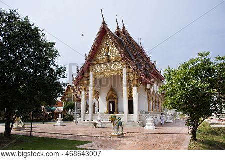 Ancient Building Ubosot Of Wat Phra Si Rattana Mahathat Temple For Thai People Travelers Visit And R
