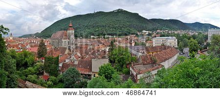 Panoramic aerial view of Brasov city, Romania