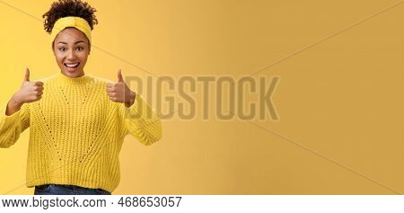 Supportive Friendly Modern Trendy African-american Female Friend Supporting You Show Thumbs-up Keep 