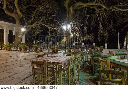 Makrinitsa Village At Night