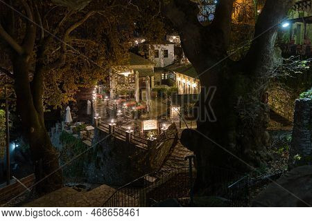 Makrinitsa Village At Night