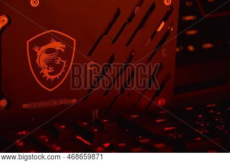 Msi Geforce Rtx 3090 Ti Gaming X Trio Graphics Card, Dark Background.