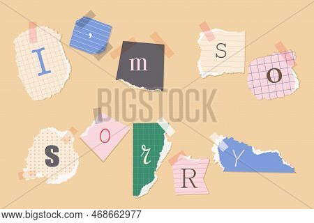 Collage Inscription I Am So Sorry From Scraps Of Paper.