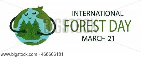 International Forest Day Vector Background With Earth Globe