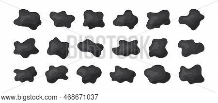 Liquid Irregular Blob Shape, Organic Spot Vector Icon, Black Silhouette Dynamic Form Collection Isol