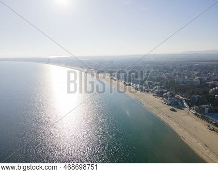 Sunny Beach, Bulgaria - December 26, 2022: Amazing Aerial View Of Resort Of Sunny Beach, Burgas Regi
