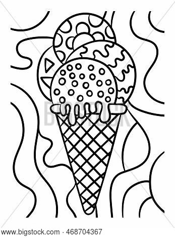A Cute And Funny Coloring Page Of An Ice Cream In Cone. Provides Hours Of Coloring Fun For Children.