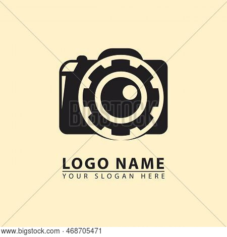 Camera And Settings Logo Icon Combination Vector. Abstract Camera And Settings Vector Logo Icon Comb