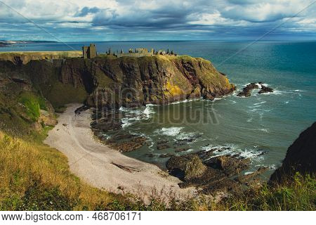Dunnotar Castle In Stonhaven With Views From Afar