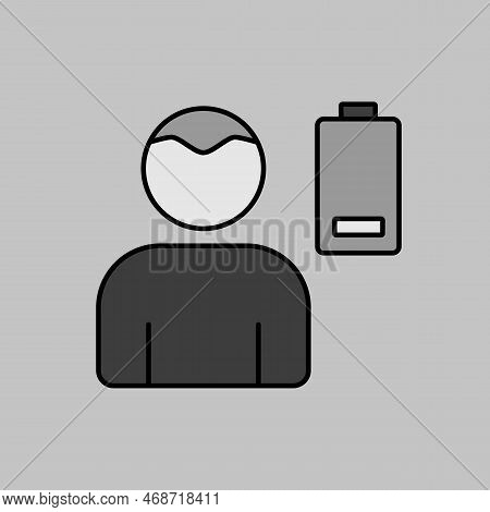 Novel Coronavirus Symptoms Weakness Vector Grayscale Icon. Stress Low Battery. Graph Symbol For Medi