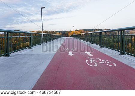 White Rose Pedestrian Bridge Over The River Of Nemunas. Alytus, Lithuania