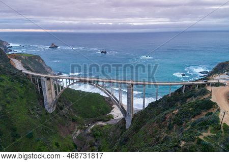 Bixby Creek Bridge Also Known As Bixby Canyon Bridge, On The Big Sur Coast Of California, Is One Of 